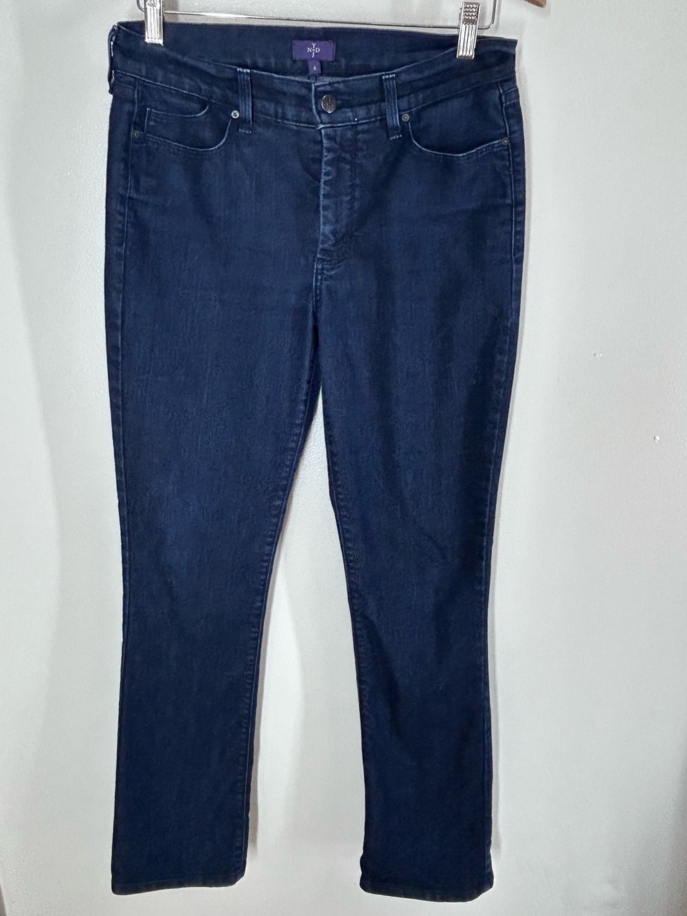 NYDJ Marilyn Straight Leg Jeans Dark Wash Lift Tuck Technology Stretch Size 6